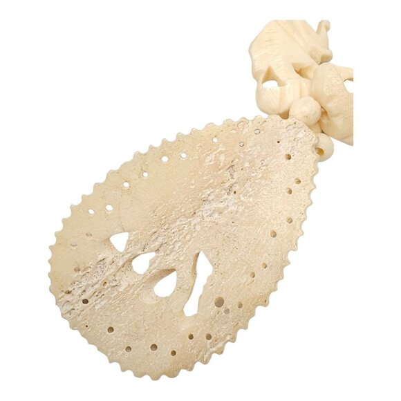 Bovine Bone Bead Beaded Elephant Carved Statement Necklace - Picture 6 of 6